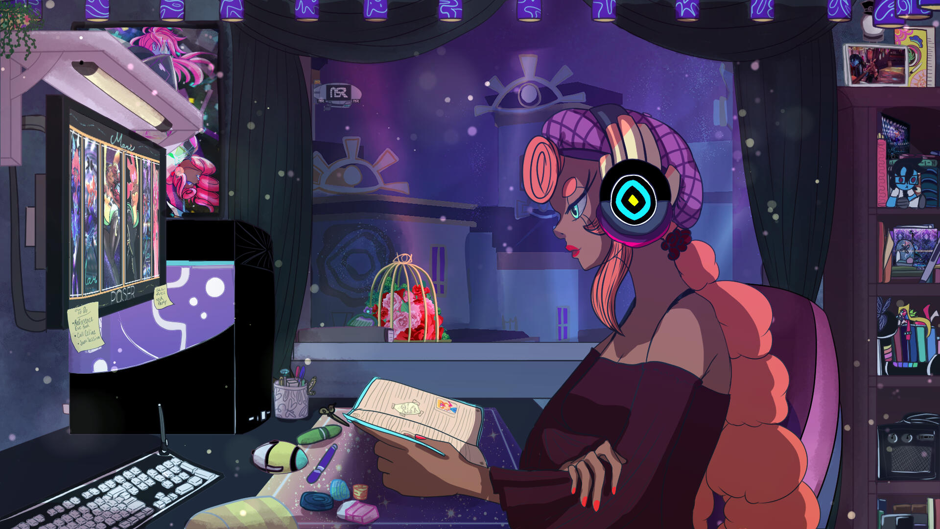 Animated Loop of Mari in her room (click for the video)