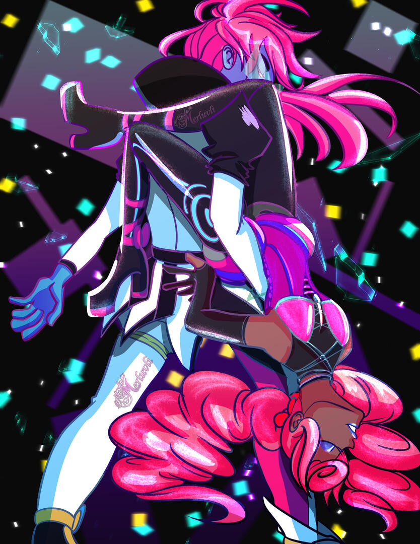 A posing study turned full composition feat. Errol and Mari. The pose in question comes from the music video for Hot N&#39; Heavy by Jessie Ware.